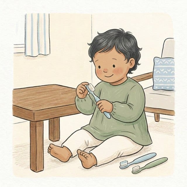A Different Brush: illustration of a toddler doing the activity