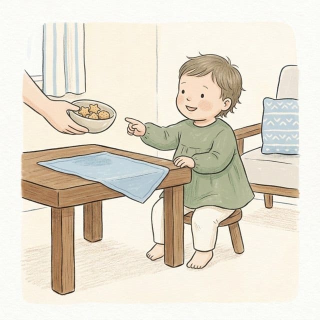 A Few at a Time: illustration of a toddler doing the activity