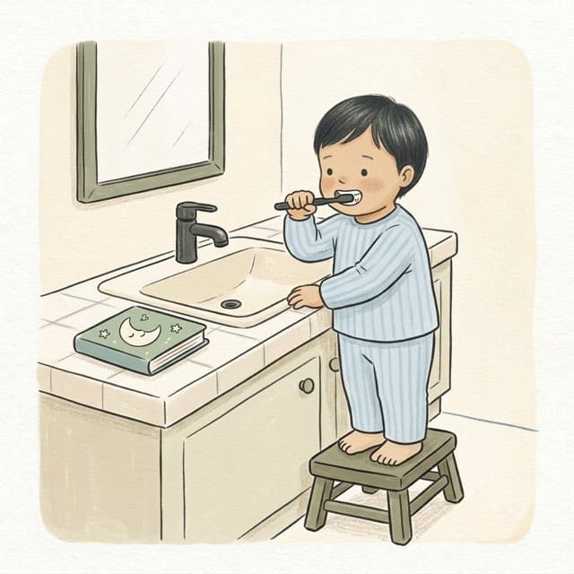 After the Bath, Before the Story: illustration of a toddler doing the activity
