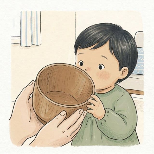 All Gone: illustration of a toddler doing the activity