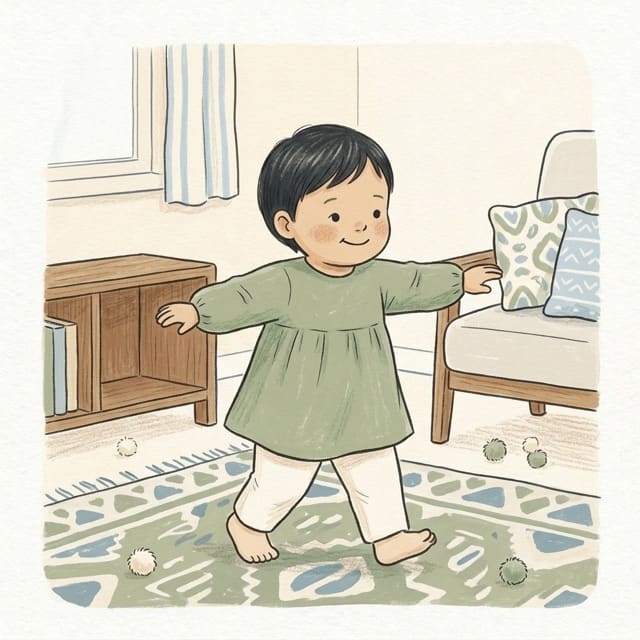 Animal Walk Parade: illustration of a toddler doing the activity
