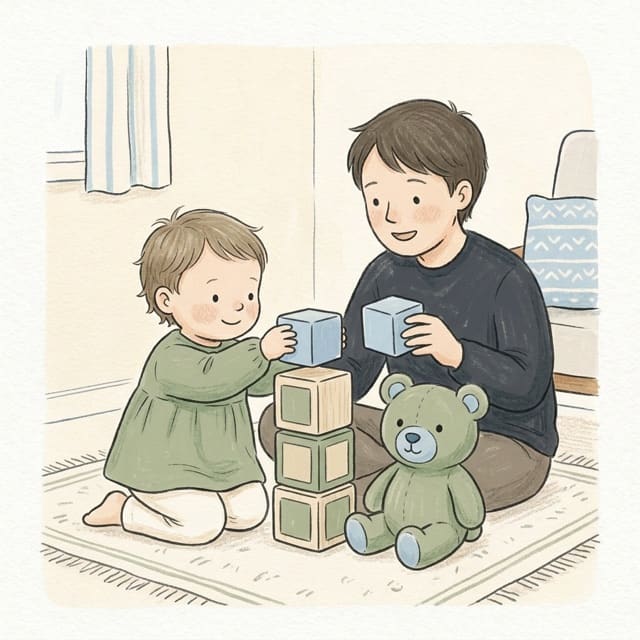 As Tall as Teddy: illustration of a toddler doing the activity