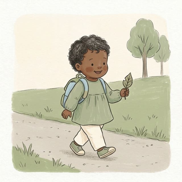 Backpack Treasure Carry: illustration of a toddler doing the activity