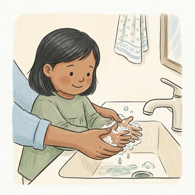 Backs and Fronts: illustration of a toddler doing the activity