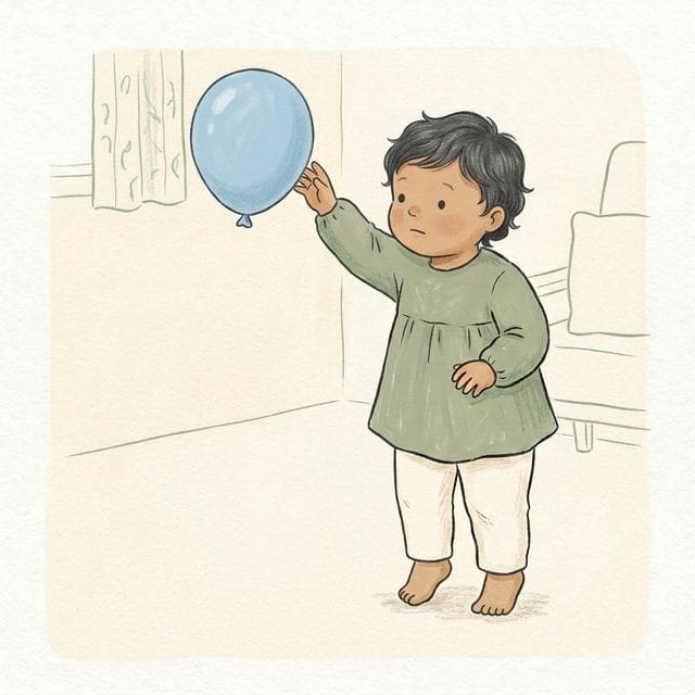 Balloon Keep It Up: illustration of a toddler doing the activity