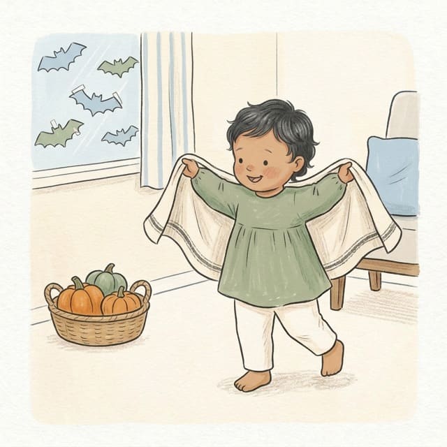 Bat Wing Flap: illustration of a toddler doing the activity