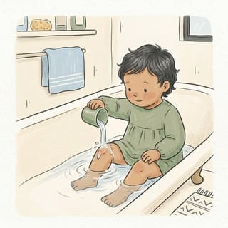 Cup Rinse at Bath Time illustration