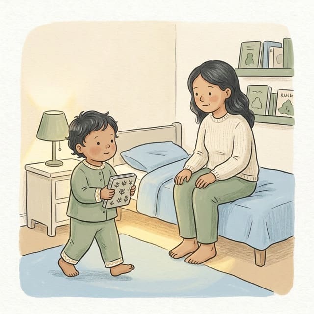 Bedtime Book Fetch: illustration of a toddler doing the activity