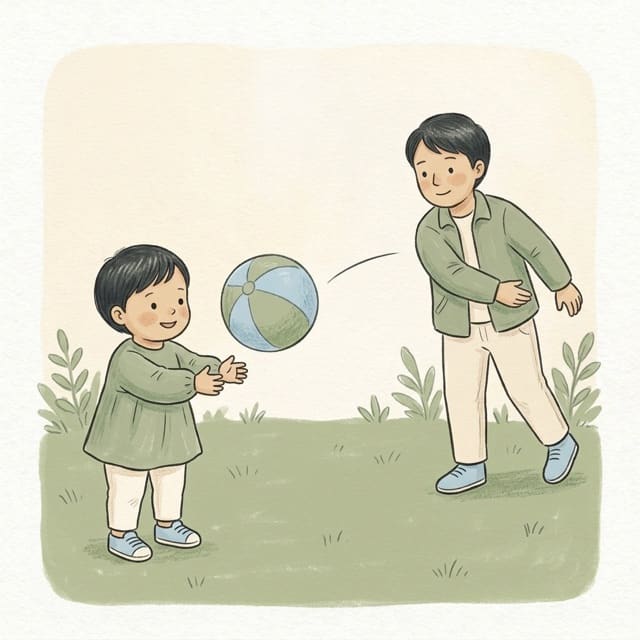 Big Ball Catch: illustration of a toddler doing the activity
