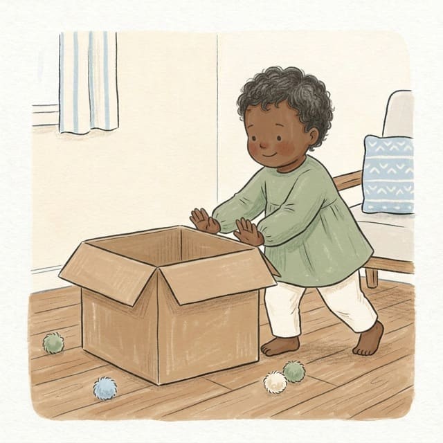 Big Box Push: illustration of a toddler doing the activity