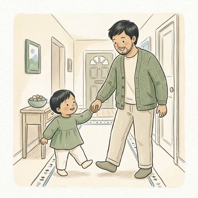 Big Steps, Little Steps: illustration of a toddler doing the activity