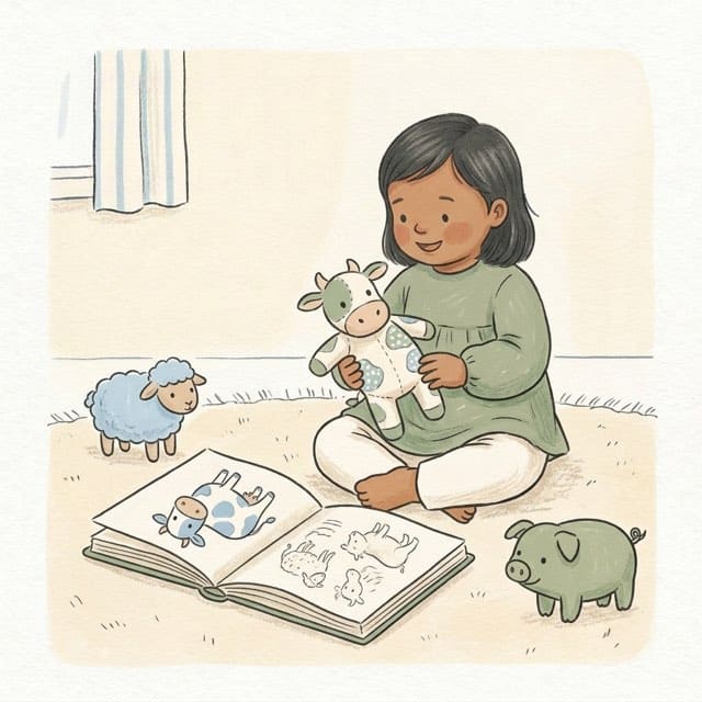 From Book to Toy: illustration of a toddler doing the activity