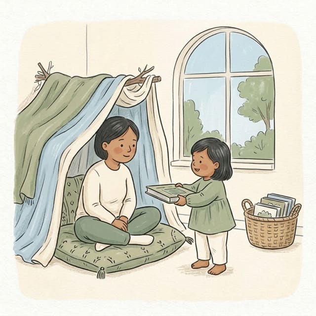 Bring Me A Book: illustration of a toddler doing the activity