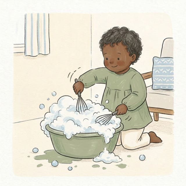 Bubble Bath Whisk: illustration of a toddler doing the activity