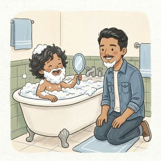 Bubble Beard Faces illustration