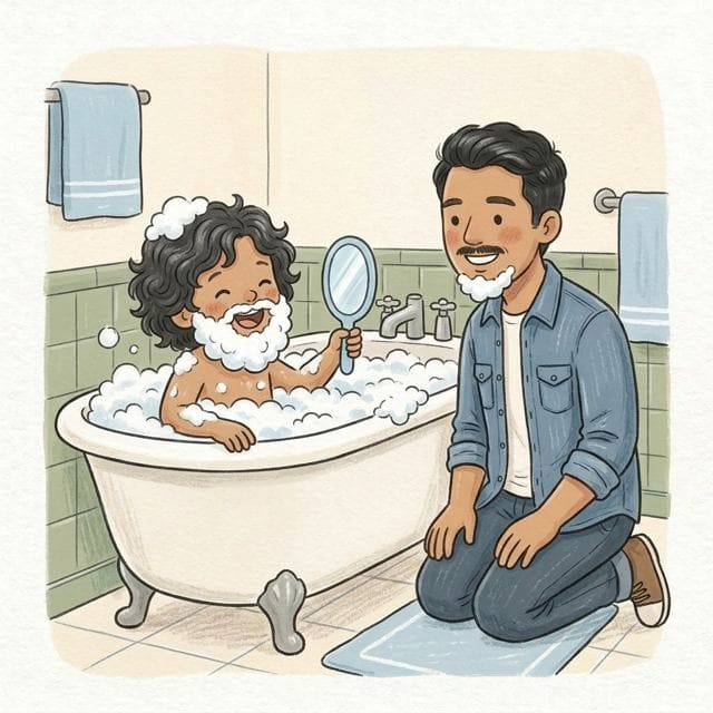 Bubble Beard Faces: illustration of a toddler doing the activity