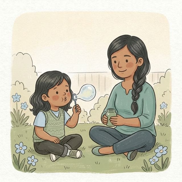 Bubble Breathing: illustration of a toddler doing the activity