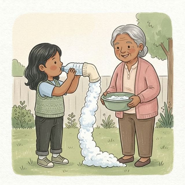 Bubble Snake Bottle: illustration of a toddler doing the activity