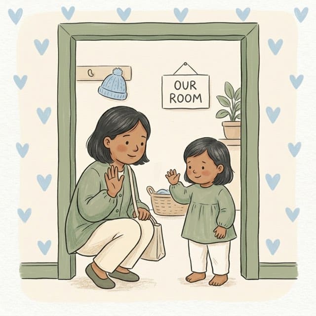 A Short Goodbye: illustration of a toddler doing the activity