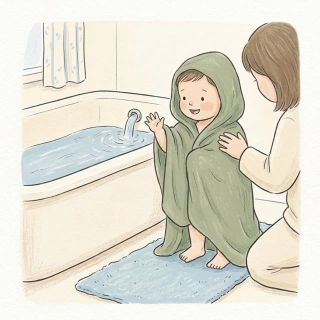Bye-Bye, Bath Water: illustration of a toddler doing the activity