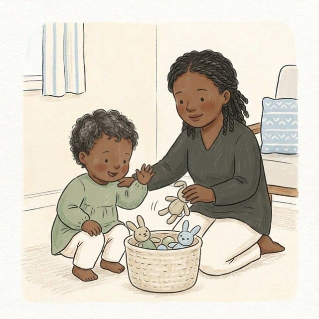 Bye-Bye Everything: illustration of a toddler doing the activity