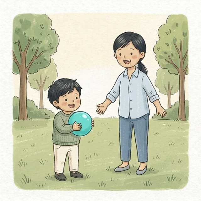Catch and Count: illustration of a toddler doing the activity