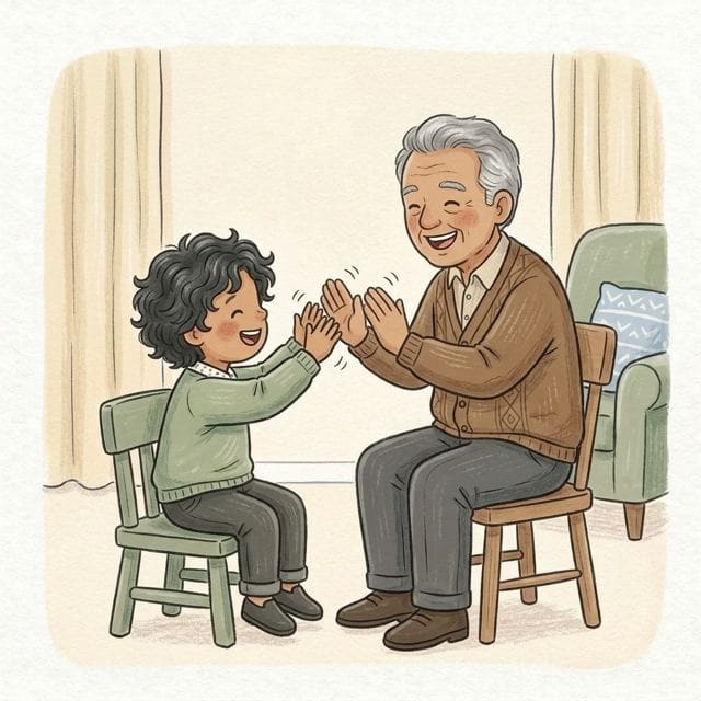 Clapping Rhyme: illustration of a toddler doing the activity