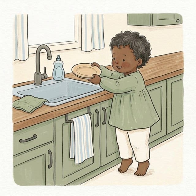 Clear Your Plate: illustration of a toddler doing the activity