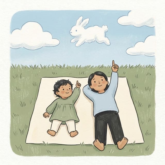 Cloud Shapes: illustration of a toddler doing the activity
