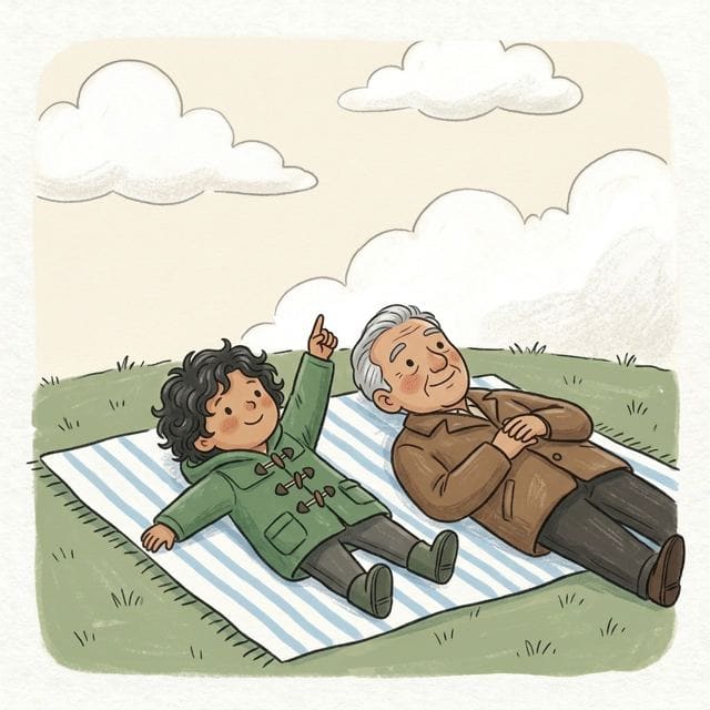 Cloud Story Watch: illustration of a toddler doing the activity