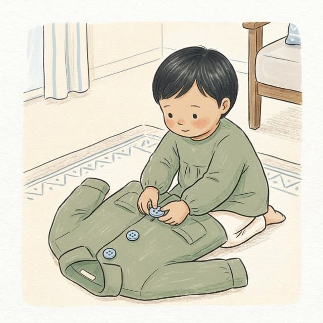 Coat on the Floor: illustration of a toddler doing the activity