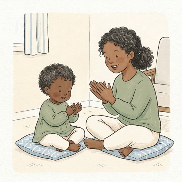 Copy My Clap: illustration of a toddler doing the activity