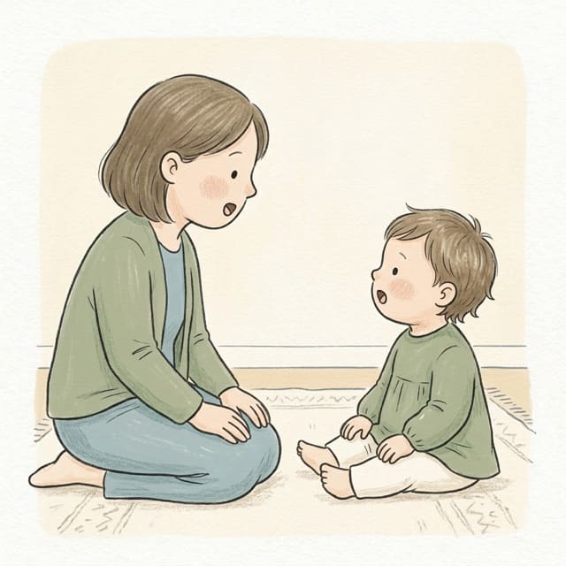 Copycat Chat: illustration of a toddler doing the activity