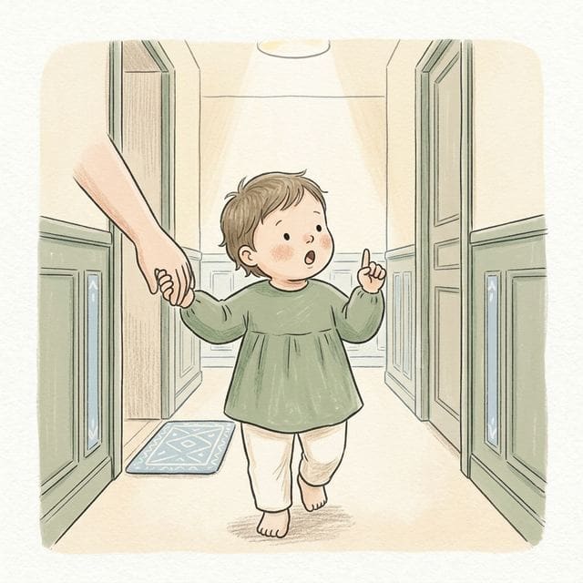 Counting Step Walk: illustration of a toddler doing the activity