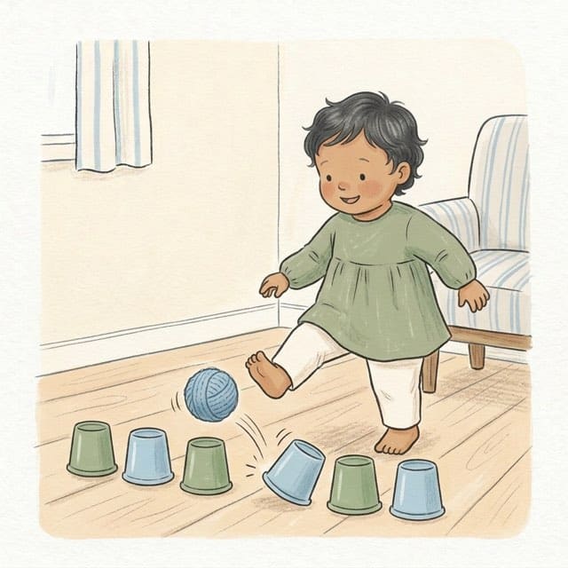 Cup Skittles: illustration of a toddler doing the activity