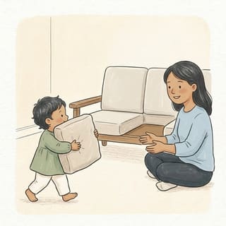 Cushions Back on the Sofa illustration