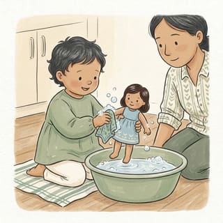 Washing Dolly's Hands illustration