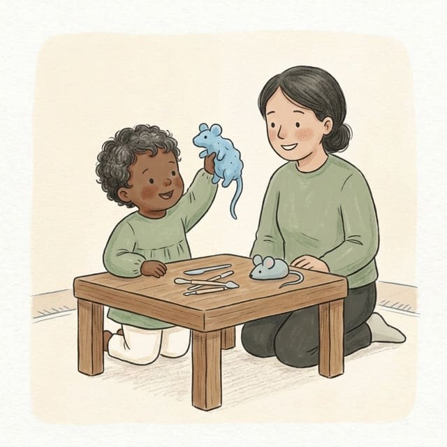 Dough Creature: illustration of a toddler doing the activity