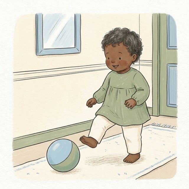 Down the Hall: illustration of a toddler doing the activity