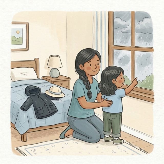 Dress for the Weather: illustration of a toddler doing the activity