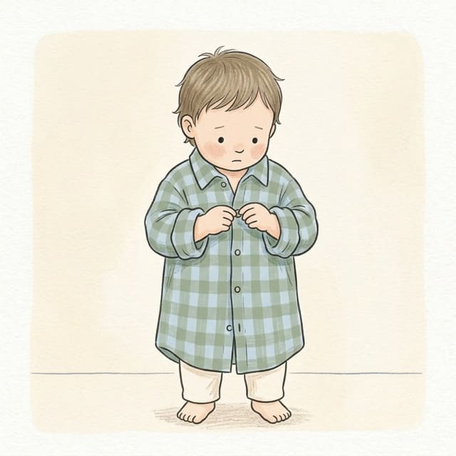 Dressing-Up Shirt: illustration of a toddler doing the activity