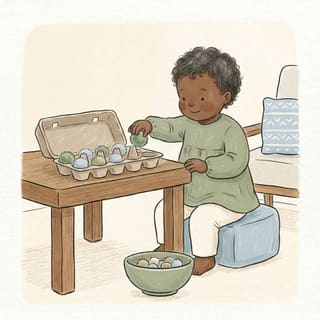 Egg Carton Pom Sort illustration