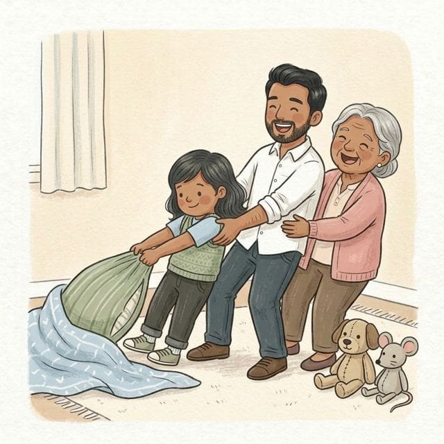 Enormous Turnip Pull: illustration of a toddler doing the activity