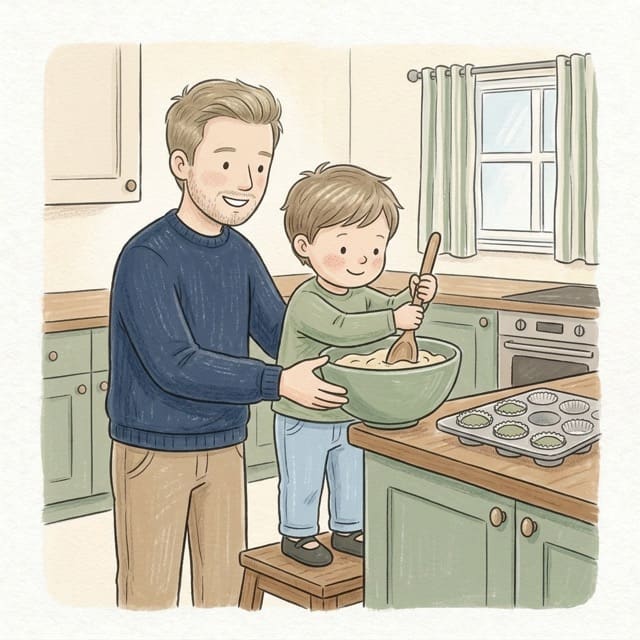 Fairy Cake Bake: illustration of a toddler doing the activity