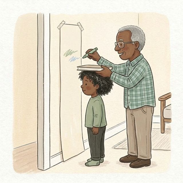 Family Height Line: illustration of a toddler doing the activity