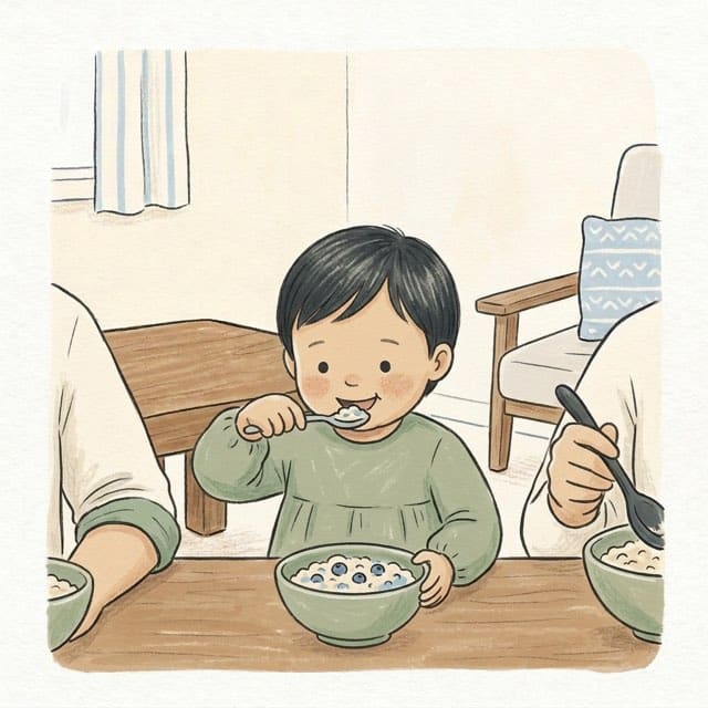 Dinner Together: illustration of a toddler doing the activity