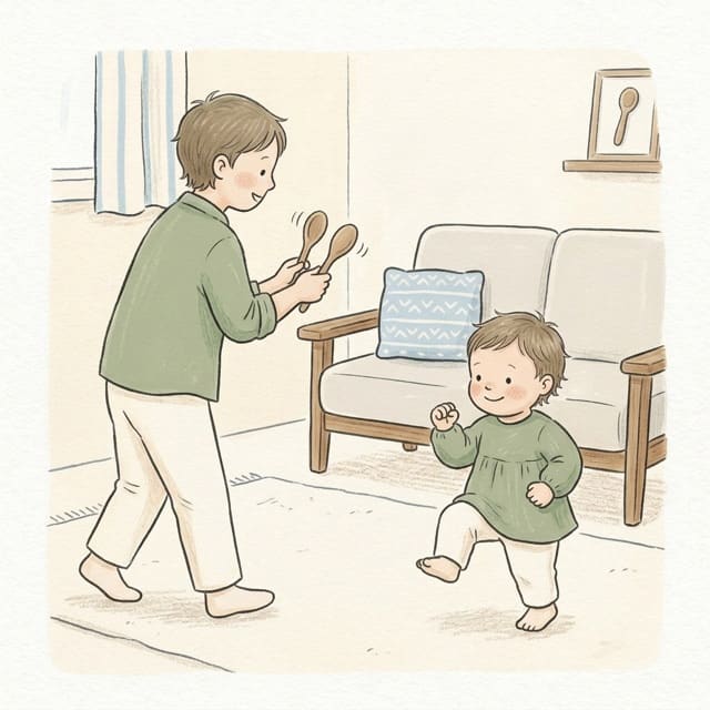 Fast and Slow March: illustration of a toddler doing the activity