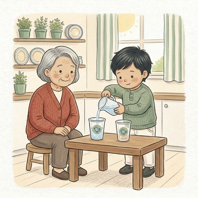 Fill to the Line: illustration of a toddler doing the activity
