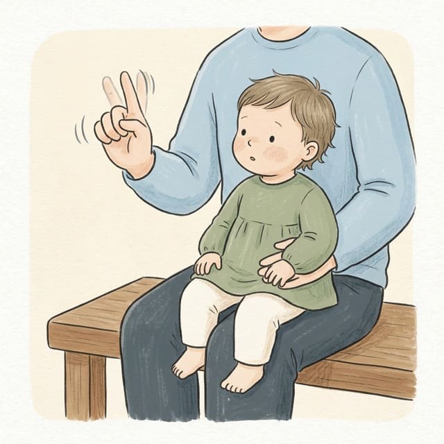Finger Family on Your Hand: illustration of a toddler doing the activity