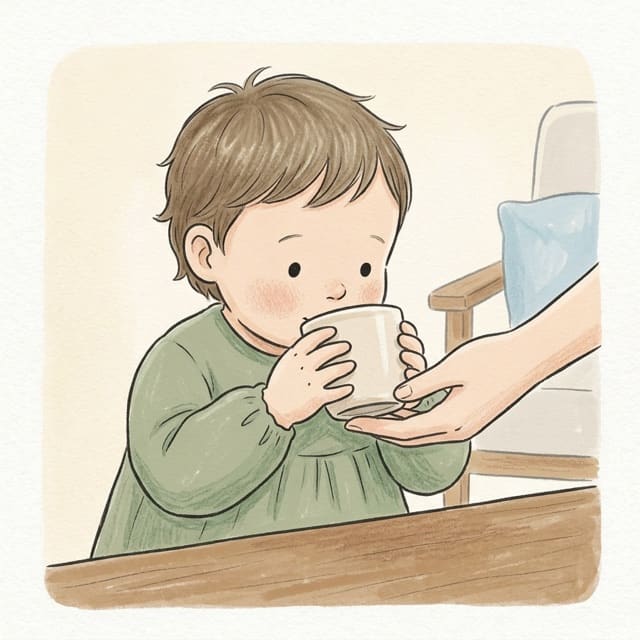 First Sips Together: illustration of a toddler doing the activity
